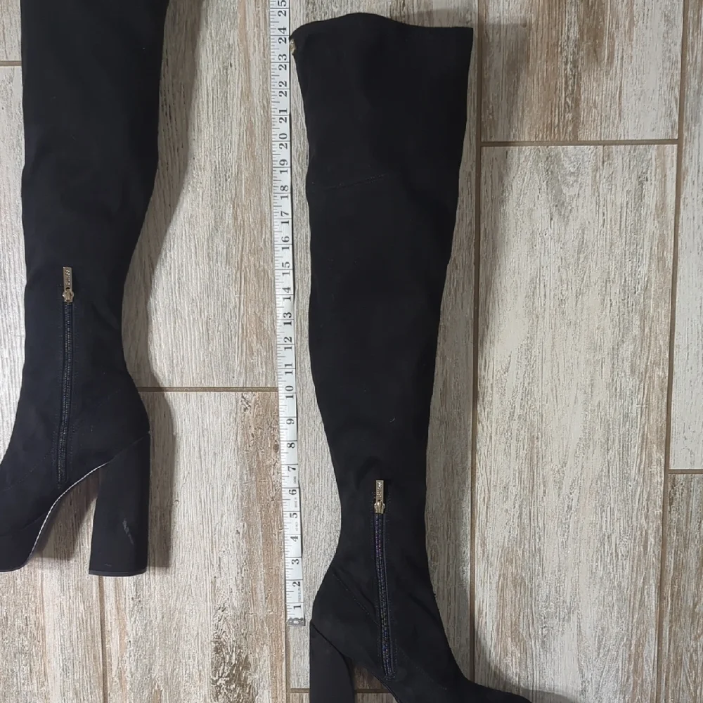 GUESS Cristy Black Faux Suede Thigh High Platform Boots Size 9M